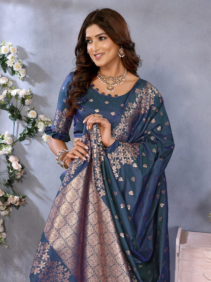 Premium Summer Purple Banarasi Silk Saree with Exclusive Gala Weaving Work