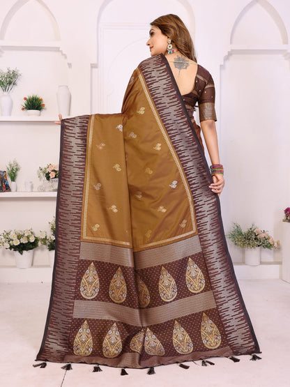 Premium Bronze  South Soft Silk Saree with Rich Zari Weaving Border & Heavy Pallu