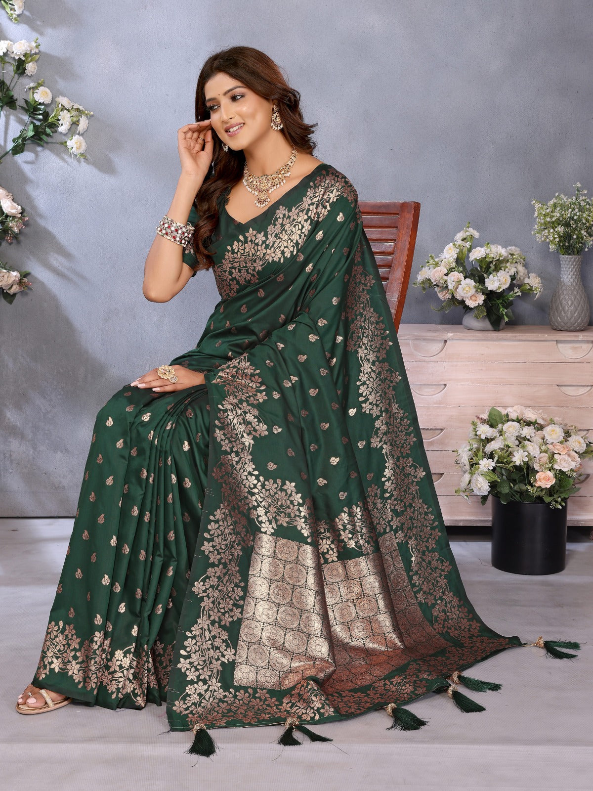 Premium Summer Maroon Banarasi Silk Saree with Exclusive Gala Weaving Work