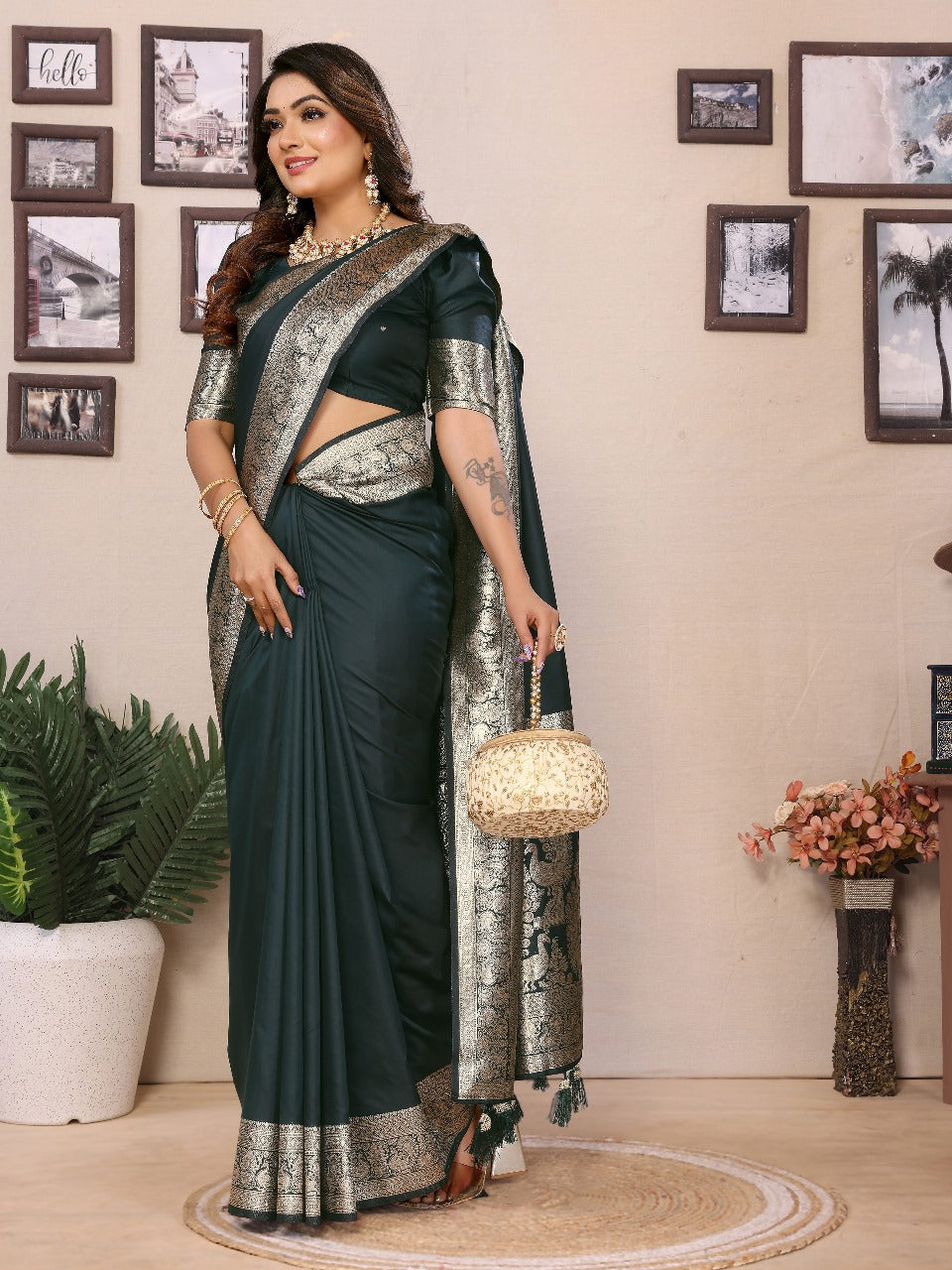 Blue Premium Pure Soft Banarasi Silk Saree
