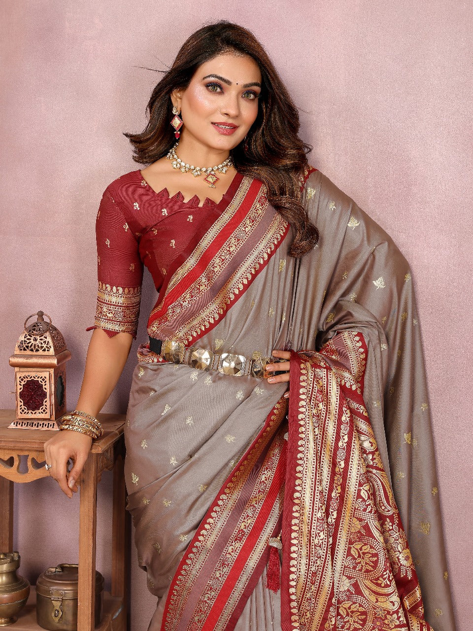 Pure Handloom Yellow & Red Kalamkari Silk Saree with Zari Woven Border & Pallu