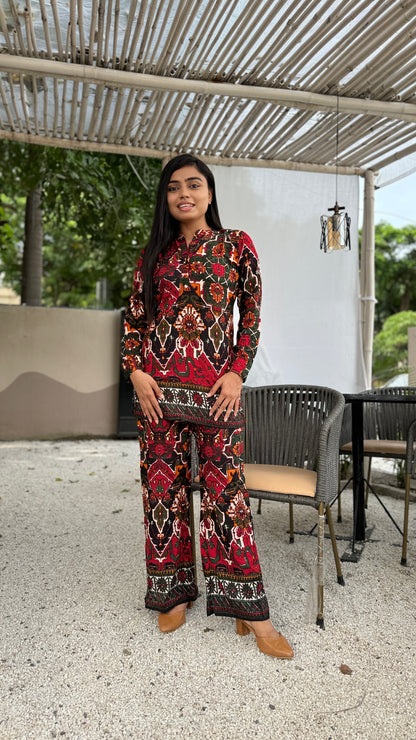 Printed Asymmetric Top With Palazzo Set