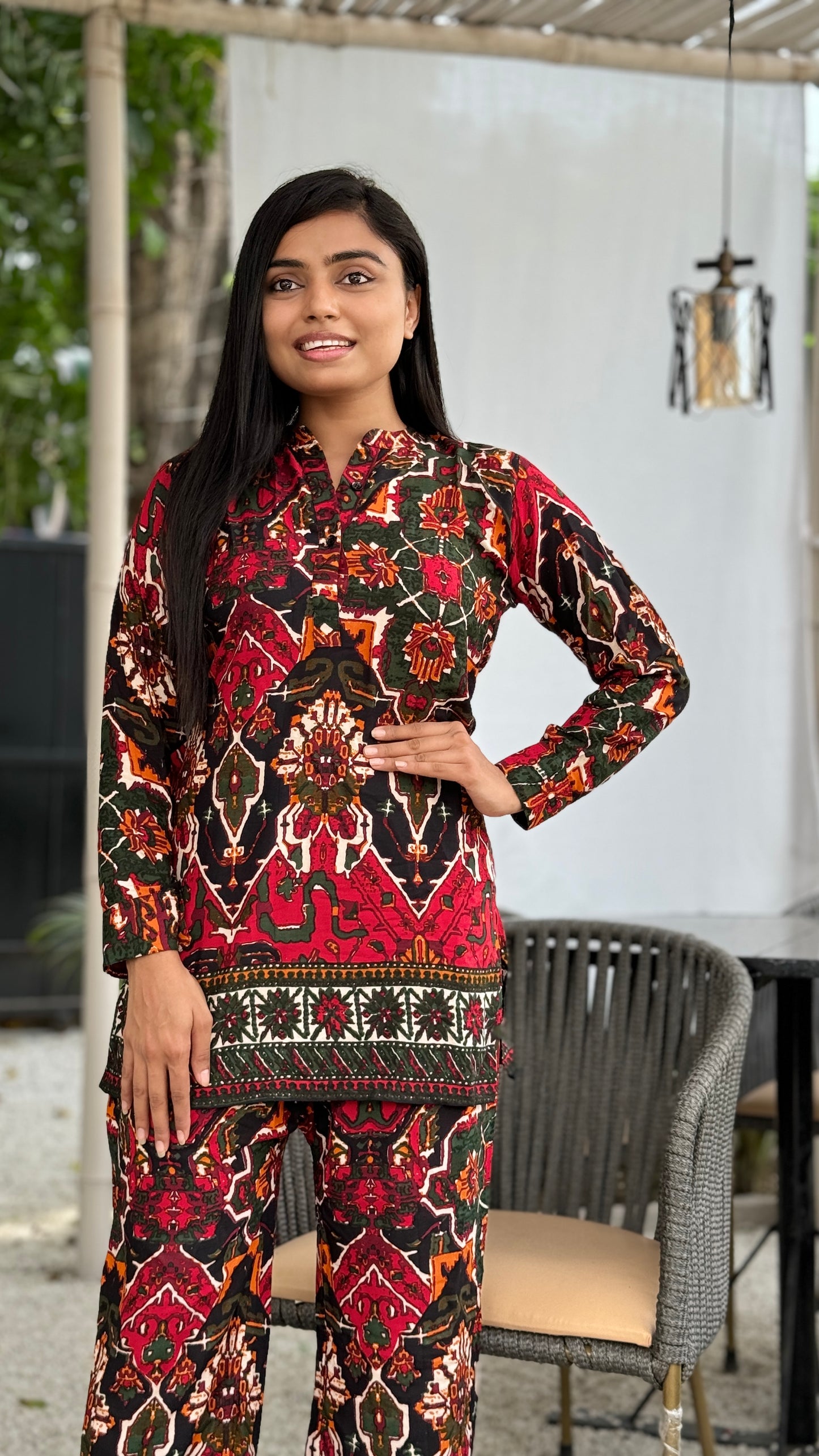 Printed Asymmetric Top With Palazzo Set