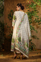 Elegant Muslin Alia Cut Suit Set with Hand Embroidery