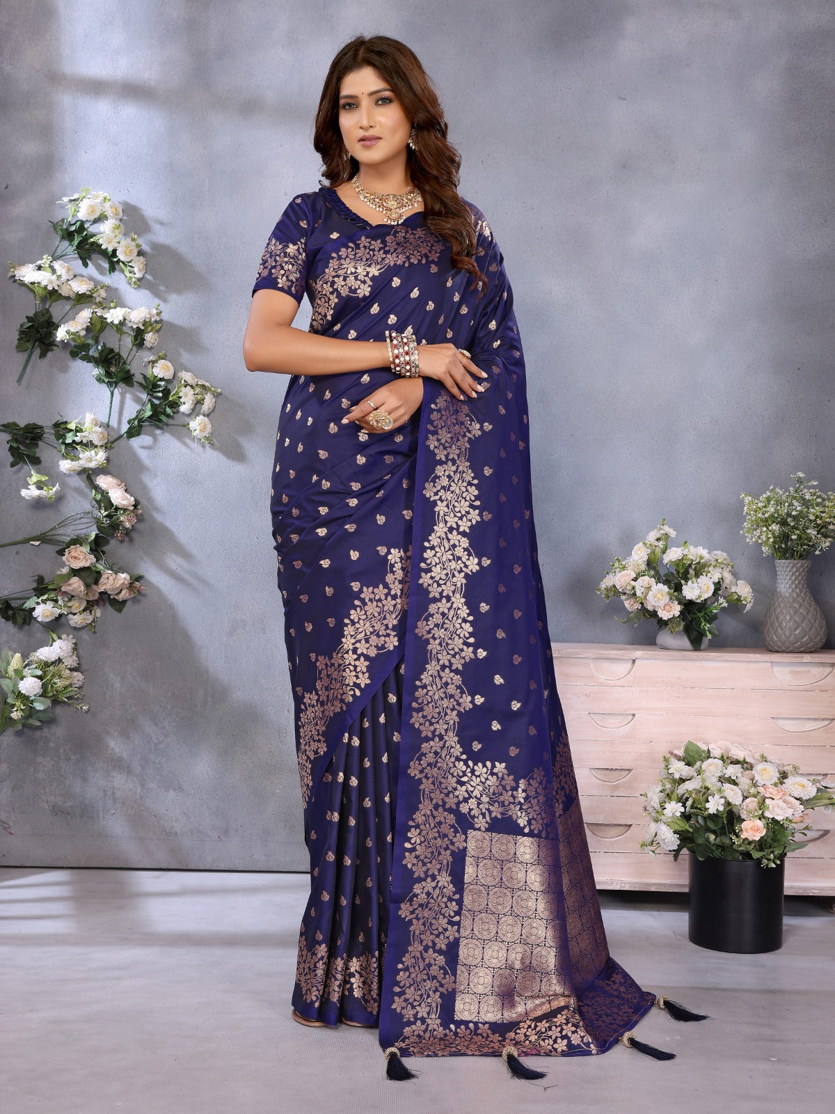 Premium Summer Maroon Banarasi Silk Saree with Exclusive Gala Weaving Work