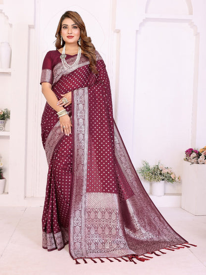 Soft & Lightweight Red Georgette Silk Saree with Rich Zari Weaving