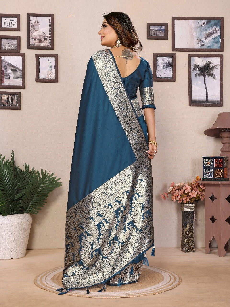Green Premium Pure Soft Banarasi Silk Saree