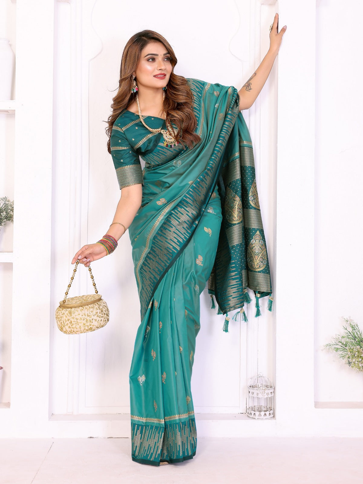 Premium Yellow South Soft Silk Saree with Rich Zari Weaving Border & Heavy Pallu