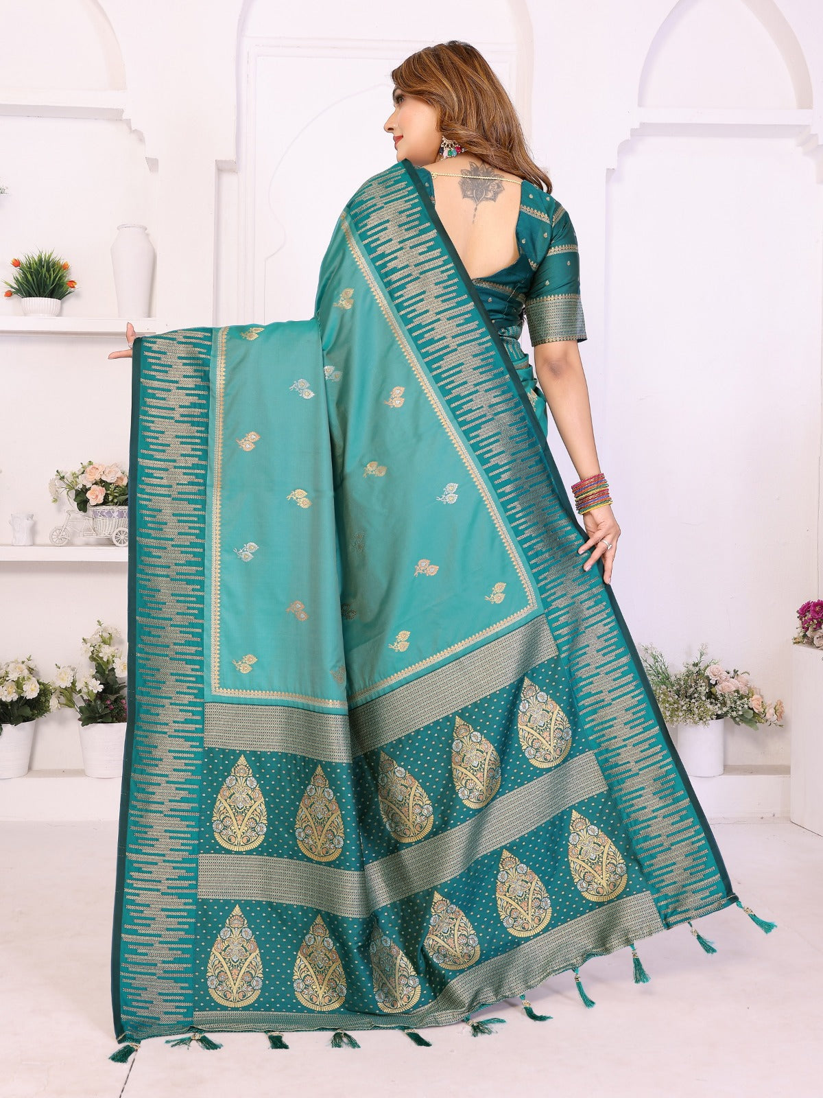 Premium Bronze  South Soft Silk Saree with Rich Zari Weaving Border & Heavy Pallu