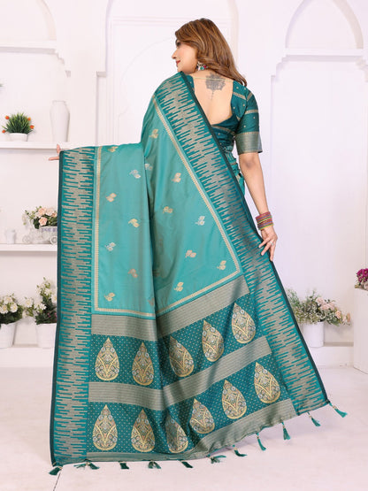 Premium Yellow South Soft Silk Saree with Rich Zari Weaving Border & Heavy Pallu