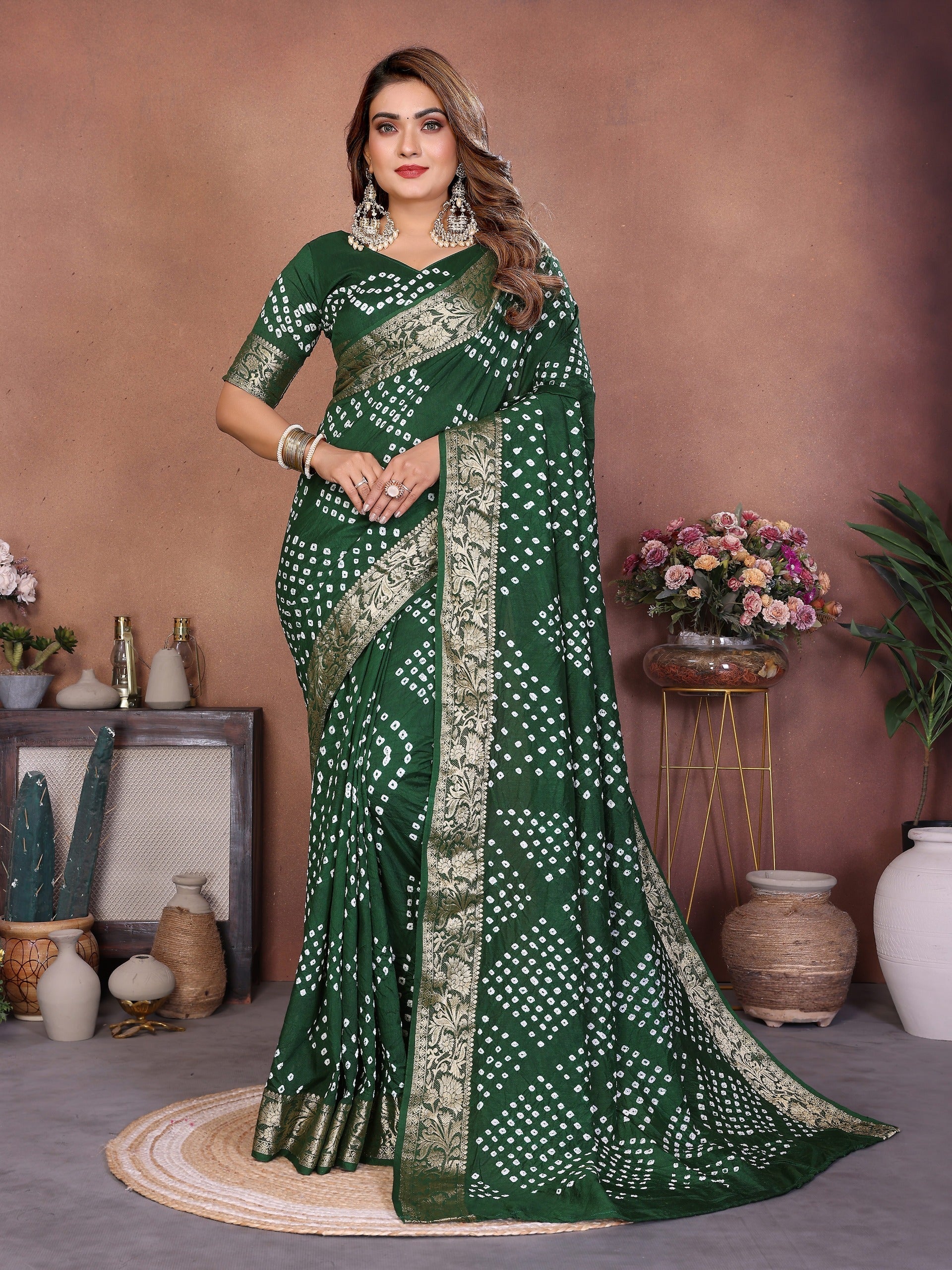 Experience Timeless Elegance With Our Red Pure Handmade Bandhej Dola Silk Saree
