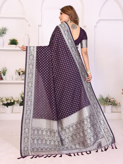 Soft & Lightweight Wine Georgette Silk Saree with Rich Zari Weaving