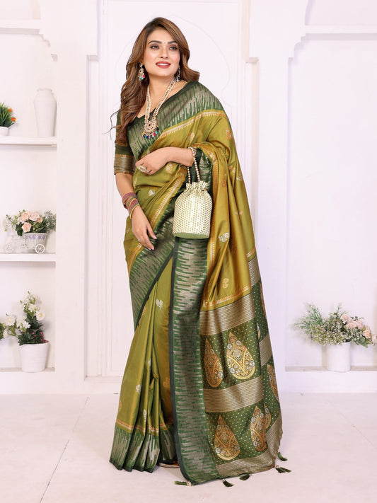 Premium Yellow South Soft Silk Saree with Rich Zari Weaving Border & Heavy Pallu