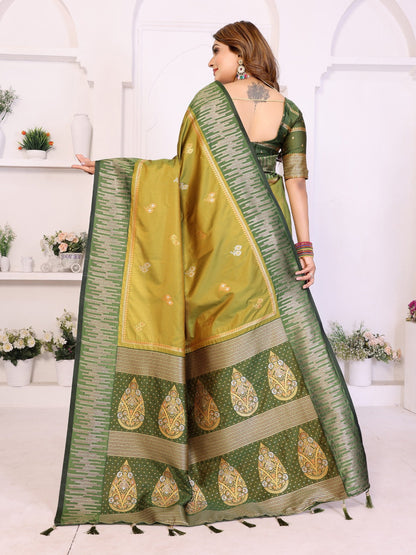 Premium Green South Soft Silk Saree with Rich Zari Weaving Border & Heavy Pallu