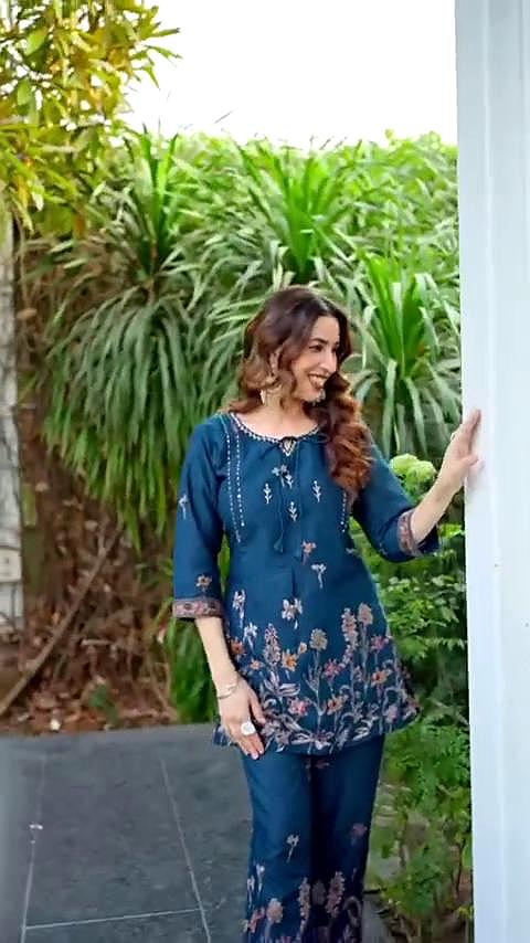Women's Blue Cotton Co Ord Set For Women