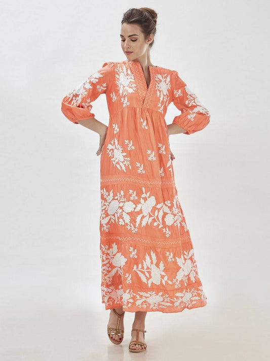 Orange Designer Full Flair Top With plazzo