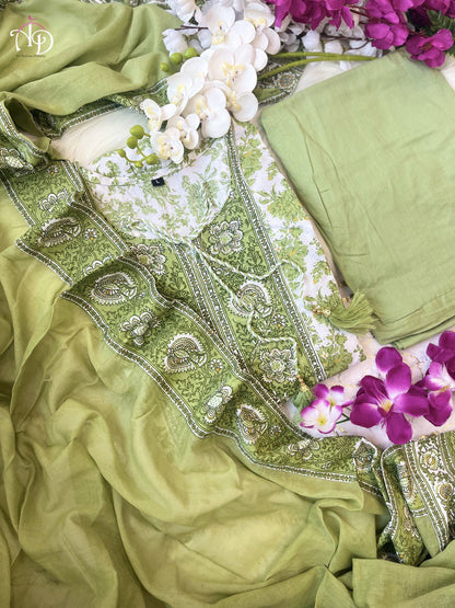 Green Hand-Embroidered Heavy Anarkali Suit Set