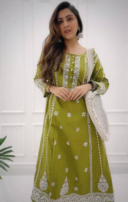 Green Flair Kurta With Plazzo Set