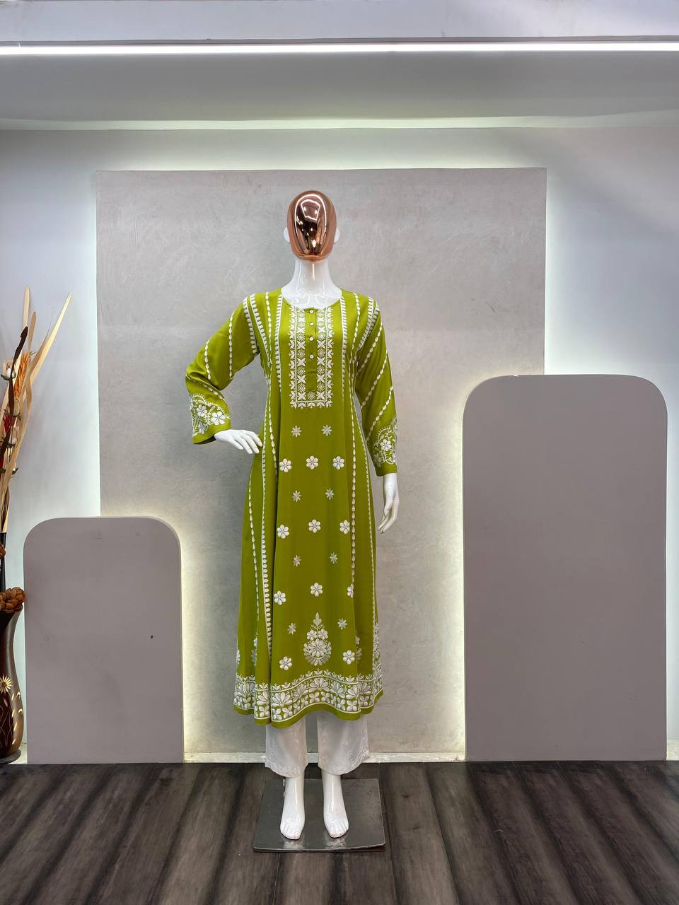 Green Flair Kurta With Plazzo Set