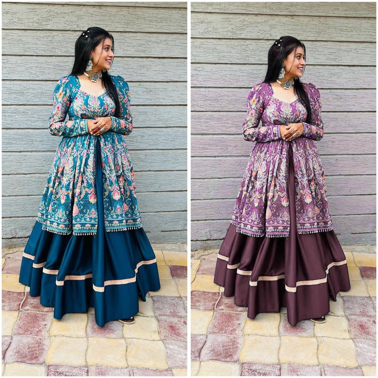 Navratri Wear Beutique Styles Rayon Printed Top With Full Flair Lehenga