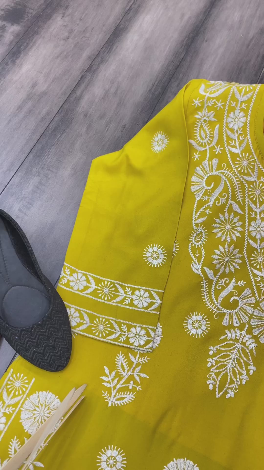Yellow Designer Chikankari Special Kurta With Pan Set
